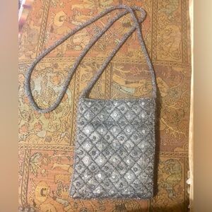 Grey Beaded Crossbody